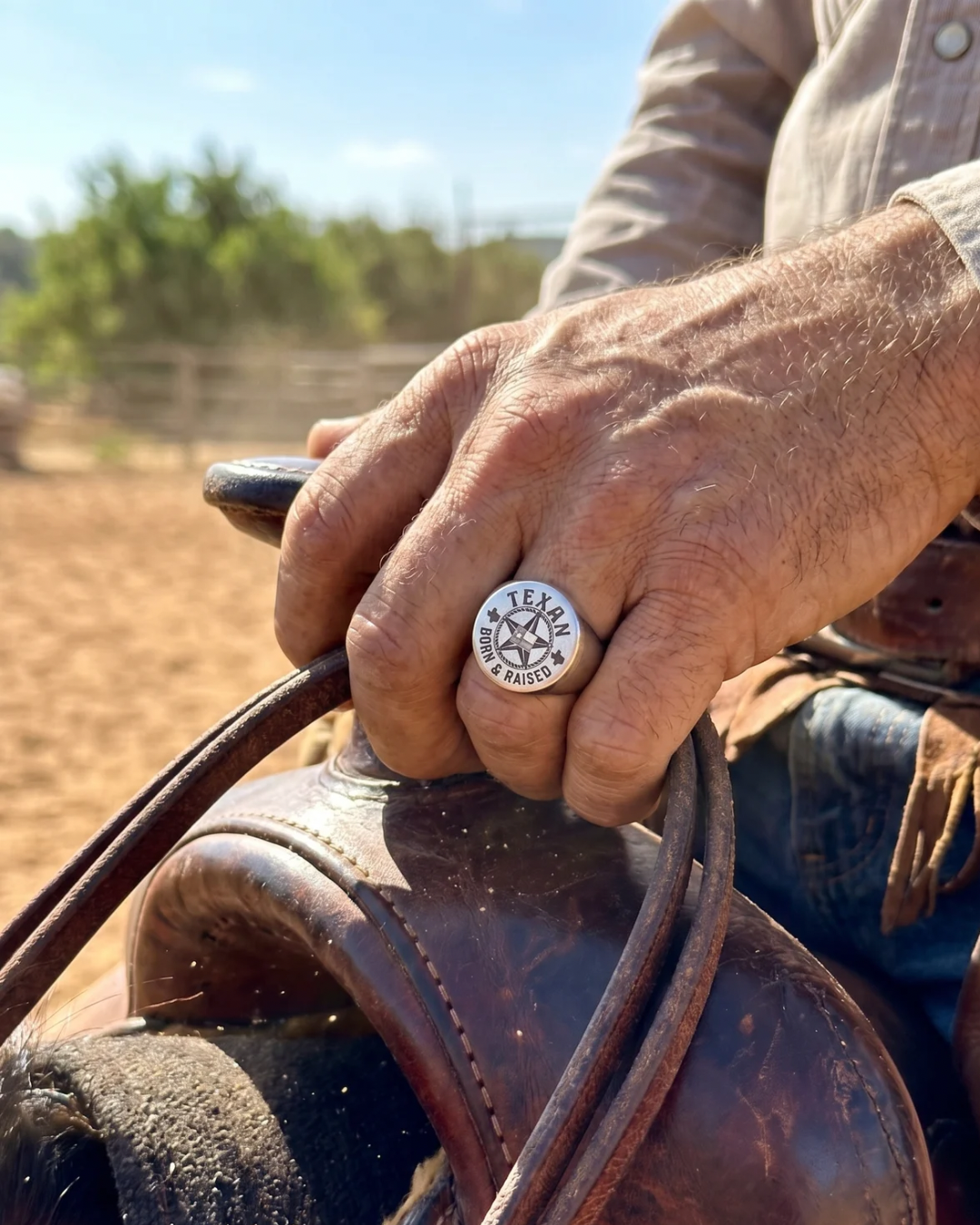 cowboy with a stainless steel signet ring
