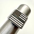 Thin Blue Line American flag stainless steel signet ring
